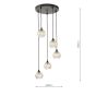 Federico 5 Light Cluster Pendant Matt Black With Clear/Wire Glass