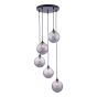 Federico 5 Light Cluster Pendant Matt Black With Smoked Dimpled Glass