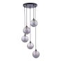 Federico 5 Light Cluster Pendant Matt Black With Smoked Dimpled Glass