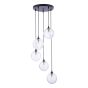 Federico 5 Light Cluster Pendant Matt Black With Clear Dimpled Glass