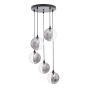 Federico 5 Light Cluster Pendant Matt Black With Smoked/Clear Ribbed Glass