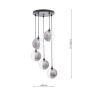 Federico 5 Light Cluster Pendant Matt Black With Smoked/Clear Ribbed Glass