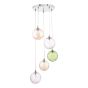 Federico 5 Light Cluster Pendant Polished Chrome Mixed Coloured Glass