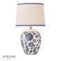 Joules Normanby Table Lamp Blue Ceramic and Antique Brass With Shade