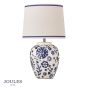 Joules Normanby Table Lamp Blue Ceramic and Antique Brass With Shade