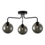 Feya 3 Light Semi Flush Matt Black With Smoked Glass
