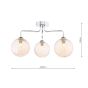 Feya 3 Light Semi Flush Polished Chrome With Amber Hammered Glass