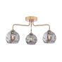 Feya 3 Light Semi-Flush Antique Bronze With Organic Smoked Glass