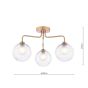 Feya 3 Light Semi-Flush Antique Bronze With Clear/Opal Glass