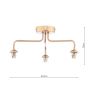 Feya 3 Light Semi-Flush Antique Bronze Fitting Only