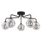 Feya 5 Light Semi-Flush Matt Black and Smoked Glass