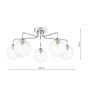 Feya 5 Light Semi Flush Polished Chrome With Clear Hammered Glass