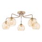 Feya 5 Light Semi-Flush Antique Bronze With Organic Amber Glass