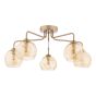 Feya 5 Light Semi-Flush Antique Bronze With Organic Amber Glass