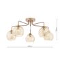 Feya 5 Light Semi-Flush Antique Bronze With Organic Amber Glass