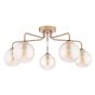 Feya 5 Light Semi-Flush Antique Bronze With Twisted Amber Glass