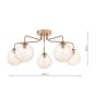 Feya 5 Light Semi-Flush Antique Bronze With Amber Hammered Glass