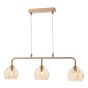 Feya 3 Light Bar Pendant Antique Bronze With Organic Amber Glass