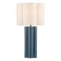 Fiyan Table Lamp Blue Ceramic and Antique Brass With Scallop LInen Shade