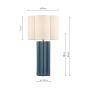 Fiyan Table Lamp Blue Ceramic and Antique Brass With Scallop LInen Shade