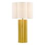 Fiyan Table Lamp Yellow Ceramic and Antique Brass With Scallop LInen Shade