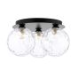 Foley 3 Light Flush Matt Black With Clear Dimpled Glass