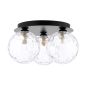 Foley 3 Light Flush Matt Black With Clear Dimpled Glass