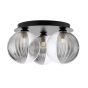 Foley 3 Light Flush Matt Black With Smoked/Clear Ribbed Glass