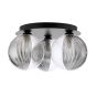 Foley 3 Light Flush Matt Black With Smoked/Clear Ribbed Glass