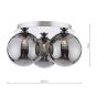 Foley 3 Light Flush Polished Chrome With Smoked Dimpled Glass
