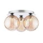 Foley 3 Light Flush Polished Chrome With Amber Dimpled Glass