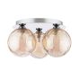 Foley 3 Light Flush Polished Chrome With Amber Dimpled Glass