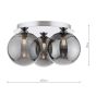 Foley 3 Light Flush Polished Chrome With Smoked Glass