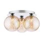Foley 3 Light Flush Polished Chrome With Twisted Amber Glass