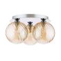 Foley 3 Light Flush Polished Chrome With Twisted Amber Glass