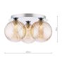 Foley 3 Light Flush Polished Chrome With Twisted Amber Glass