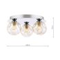 Foley 3 Light Flush Polished Chrome With Closed Organic Amber Glass