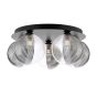Foley 5 Light Flush Matt Black With Smoked/Clear Ribbed Glass