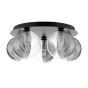 Foley 5 Light Flush Matt Black With Smoked/Clear Ribbed Glass