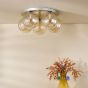 Foley 5 Light Flush Polished Chrome With Twisted Amber Glass