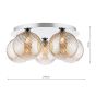 Foley 5 Light Flush Polished Chrome With Twisted Amber Glass