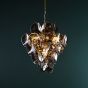 Genoa 8 Light Pendant Natural Brass and Smoked Glass