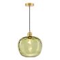 George Pendant Natural Brass with Green Dimple Glass