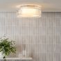 Geryon 3 Light Bathroom Ceiling Light Polished Chrome and Ribbed Glass IP44
