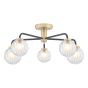 Gibbs 5 Light Semi-Flush Antique Brass & Glass