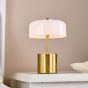 Gidget Rechargeable Table Lamp Natural Brass and Opal Glass LED