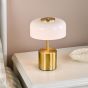 Gidget Rechargeable Table Lamp Natural Brass and Opal Glass LED