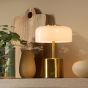 Gidget Rechargeable Table Lamp Natural Brass and Opal Glass LED