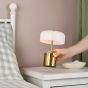 Gidget Rechargeable Table Lamp Natural Brass and Opal Glass LED