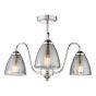 Glynis 3 Light Semi-Flush Polished Nickel and Smoked Ribbed Glass